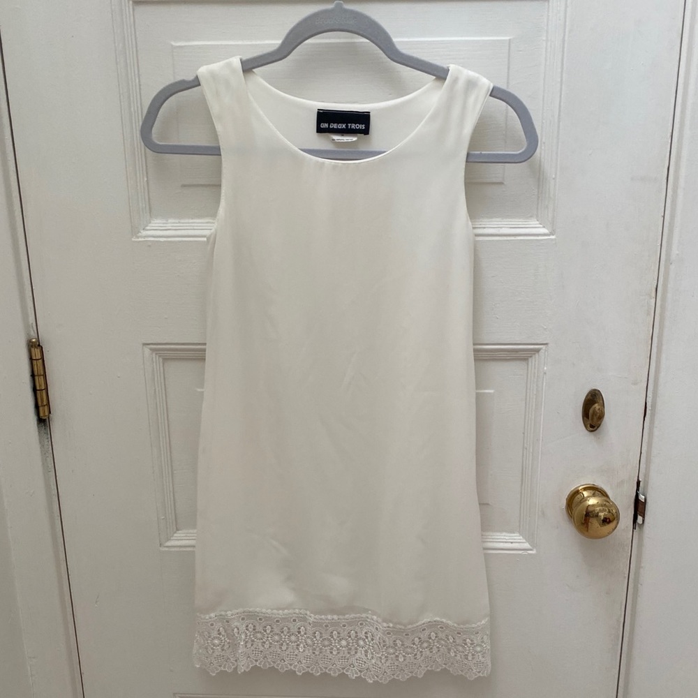 Girls off white polyester dress